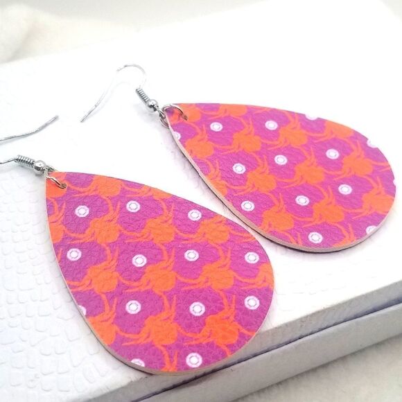 3/20❤Flax leather Teardrop Dangle vegan friendly earrings. - Picture 1 of 3